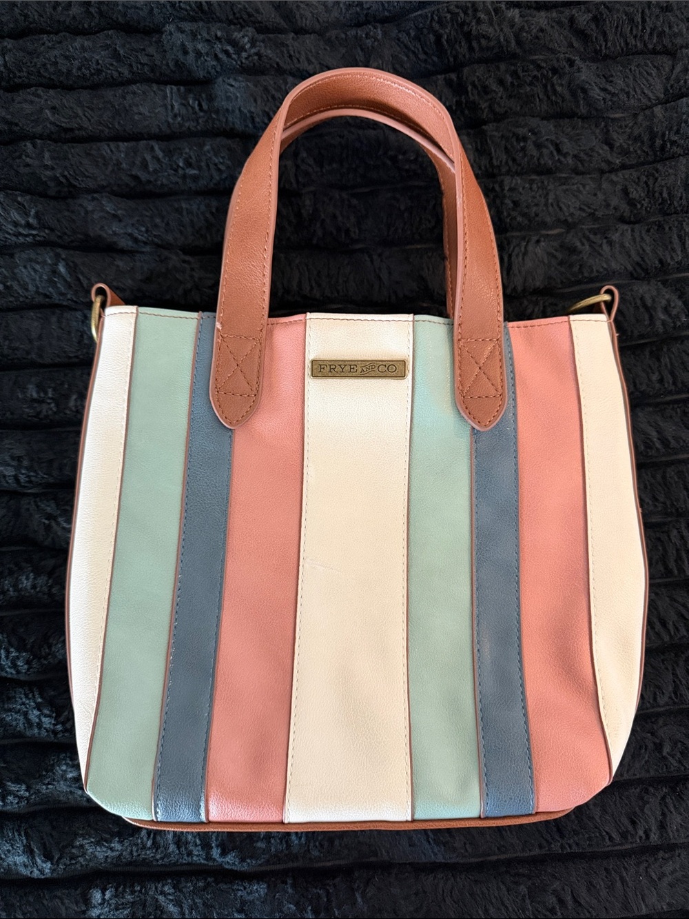 FRYE AND CO. Multicolor Striped Tote Leather Colorblock Purse